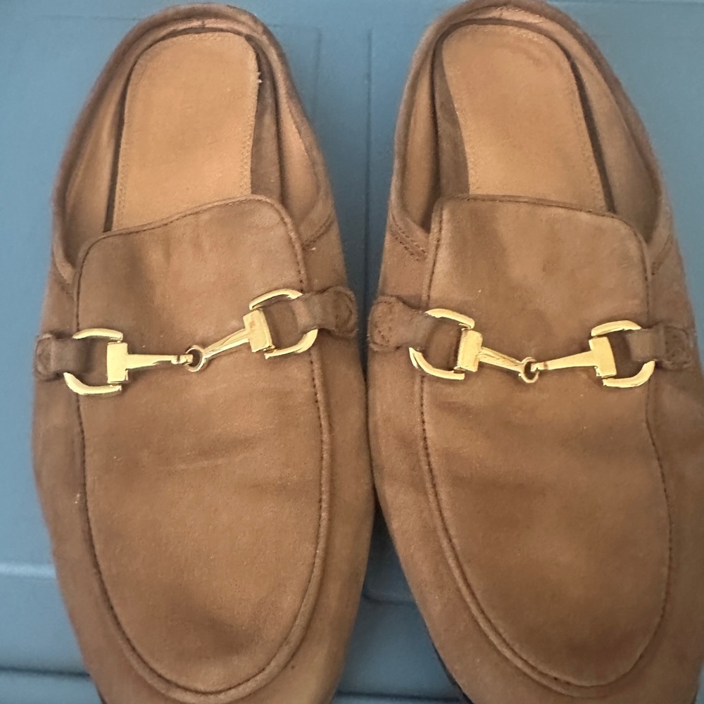 Women’s Brown Loafers with Gold Buckle